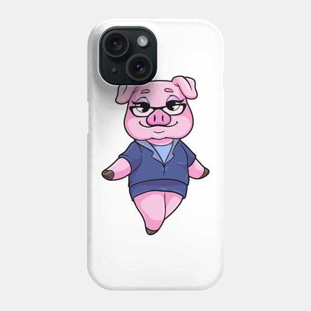 Pig as Secretary with Glasses Phone Case by Markus Schnabel