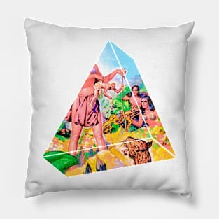 triangle powerful native women and hungry tiger Pillow