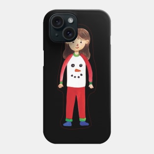 Girl with Christmas pajamas Phone Case