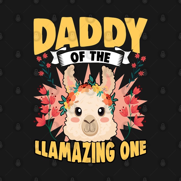 Daddy Of The Funny Floral Llama For A Father Humor Lover by sBag-Designs