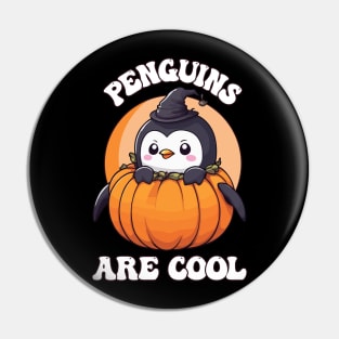 Cute Penguin in Halloween Pumpkin - Penguins Are Cool Pin