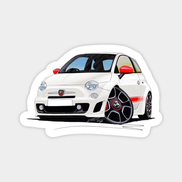 Fiat 500 Abarth White Magnet by y30man5