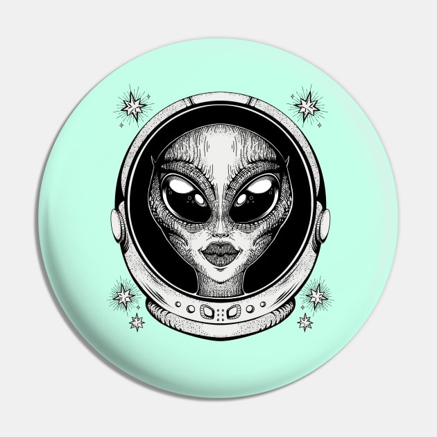 Alien Babe Astronaut Pin by OhMyStarling