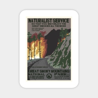 Retro WPA National Parks Poster of Great Smoky Mountains Reimagined for the Future with Climate Change Magnet