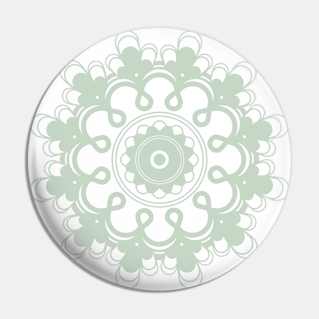 Sage Green Mandala Flower Pin by Punderstandable