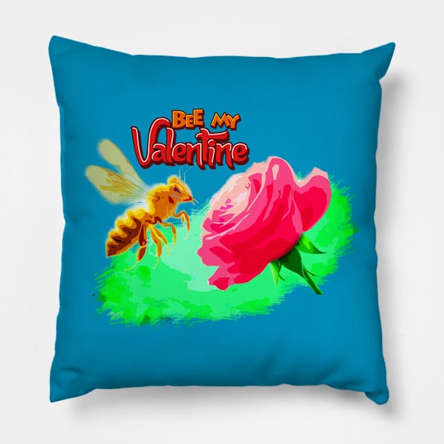 Bee my valentine Pillow by Abiarsa