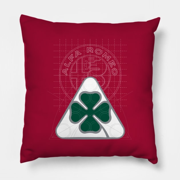 Alfa Romeo Quadrifoglio Construct white no text Pillow by fmDisegno