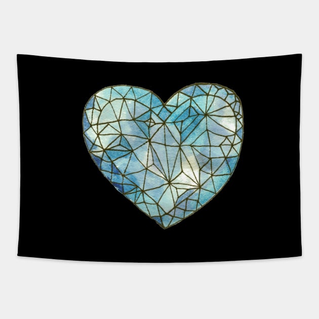 Heart of Glass Crystal Gemstone Jewel {Blue/Black} Tapestry by Cecilia Mok