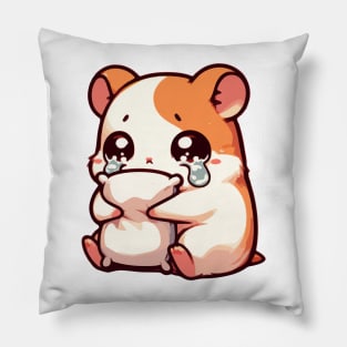 Kawaii Crying Sad Hamster Pillow