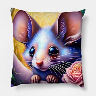 Artistic colourful digital painting of a mouse Pillow