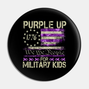Purple Up For Military Military Child Month Usa Flag Pin