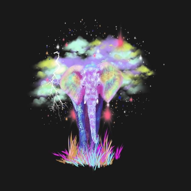 Colorful Galaxy Elephant Purple Tribal by eldridgejacqueline