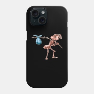 Sad ant with bag leaving meme cartoon Phone Case