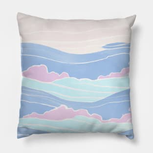 Waved Pattern Blue, Pink, and Beige Pastel Colors Pillow