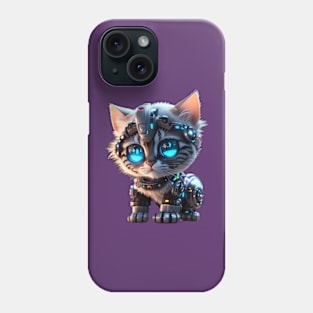 Futuristic glowing Cyborg Cat Phone Case