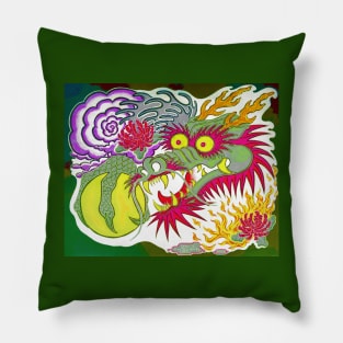 Neon Dragon With 4 Elements Variant 12 Pillow