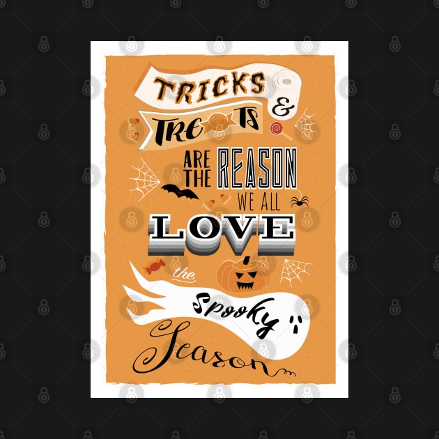 Tricks and Treats Spooky Season Poster Orange by so_celia