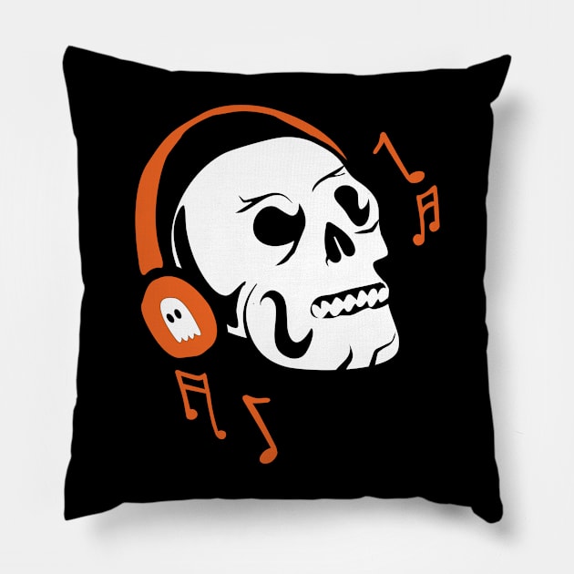 Skeleton listen to music Pillow by archila