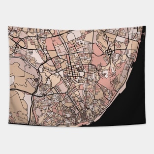 Lisbon Map Pattern in Soft Pink Pastels Tapestry