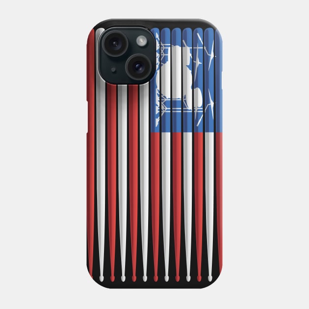 American Drummer Flag with Drum Kit and Drum Sticks Phone Case by hobrath