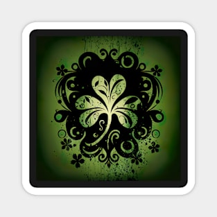 Saint Patrick's day shamrock leaf - glow in the dark filigree pattern Magnet