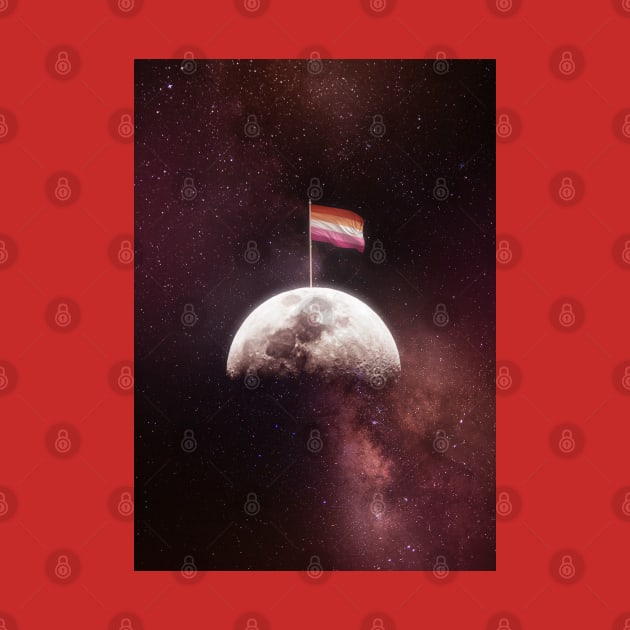 Lesbian Flag on the moon poster art by MairlaStore