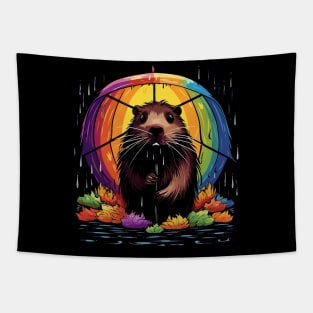 Nutria Rainy Day With Umbrella Tapestry