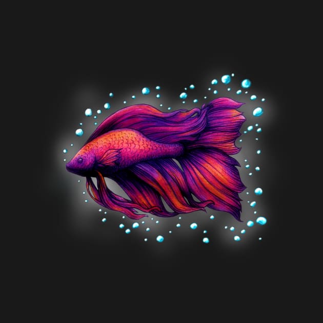 Red Siamese Fighting Fish (Betta Splendens) by The Wolf and the Butterfly