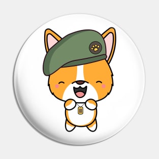 Green Beret Corgi Pin