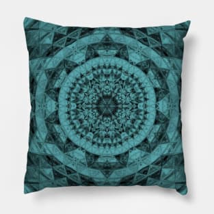 Teal Medallion Mandala Design Pillow