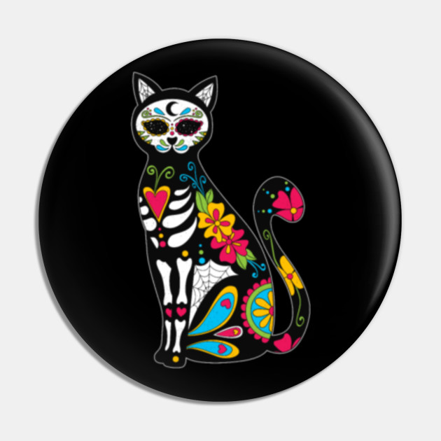 Horror Skull Bones Line Art Dia De Los Muertos Cat Sugar Skull Cat Day Of The Dead Cat Horror Skull Bones Line Art Dia De Los Pin Teepublic Au