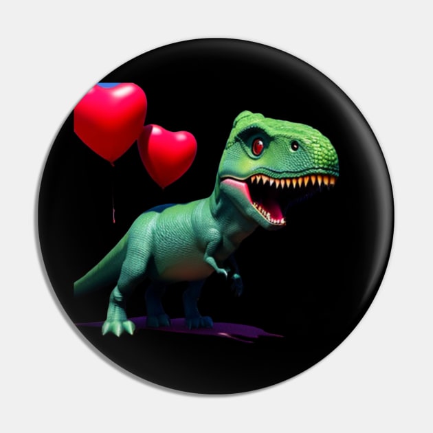 I Steal Hearts Valentines Day T-Rex Dinosaur Pin by Paper & Pixels