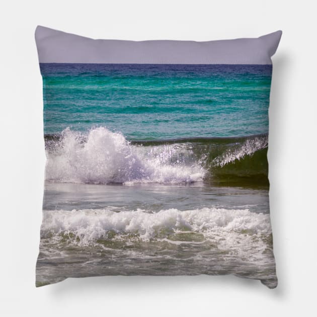 Miramar Beach, Florida Atlantic Ocean Blue Waves Pillow by SafariByMarisa