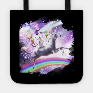 Lazer Rave Space Cat Riding Unicorn With Ice Cream Tote