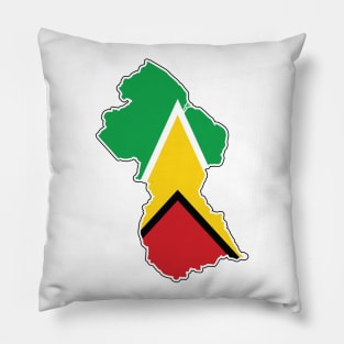 Guyana National Flag and Map Pillow