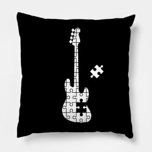 Puzzle Bass Guitar Silhouette Pillow