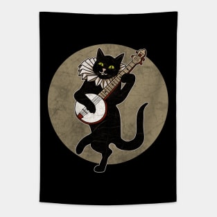 Vintage Cat Playing Banjo Tapestry