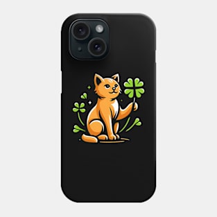 Cat Holding Shamrock for St Patricks Day Phone Case