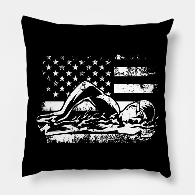 Swimming USA Pillow by AngelBeez29