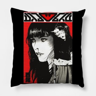 Japanese Samurai Girl Cyberpunk Style Pillow