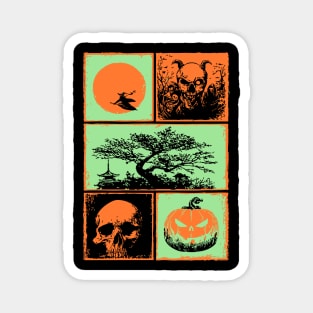 Japanese Halloween - Witch, Skull, and Jack-o-Lantern Magnet