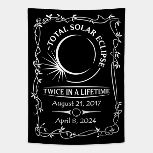 Total Solar Eclipse | Twice In A Lifetime Version 2 | White Print On Darks Tapestry