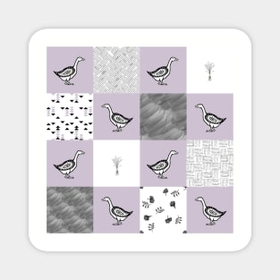 Lavender Goose Gingham Magnet