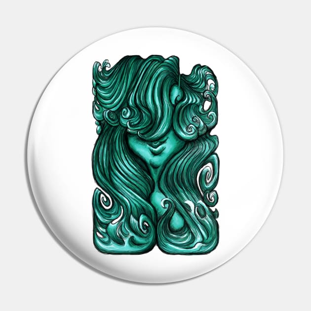 Luscious Locks - Arcadia Green Pin by BigNoseArt