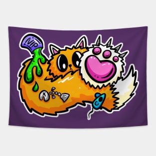 Crazy Cat Do Not Disturb! Cartoon Tapestry