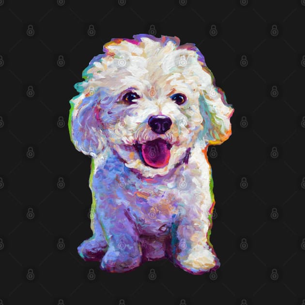 Cute  Bichon Frise Sticker by RobertPhelpsArt