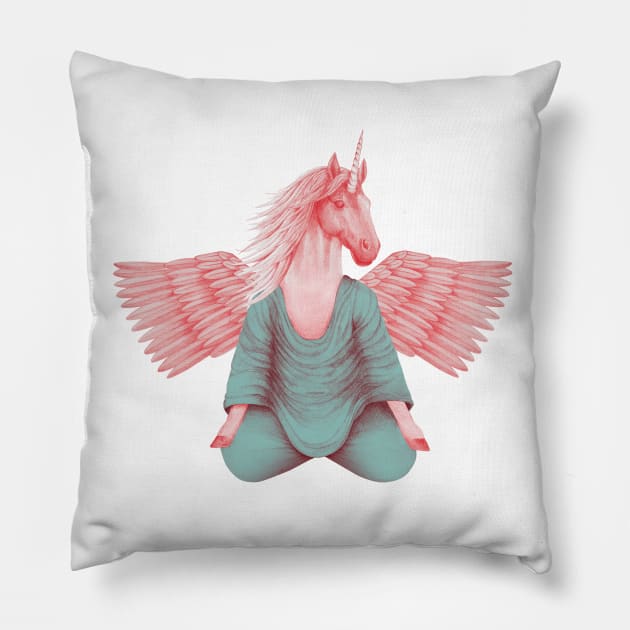 meditating pegasus 1 Pillow by KindSpirits