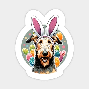 Scottish Deerhound with Bunny Ears Welcomes Easter Morning Magnet