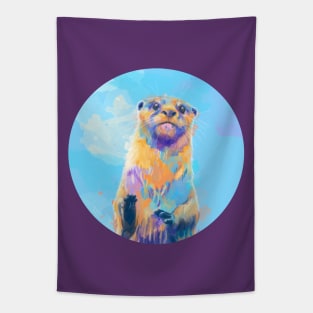 Mister Otter - Colorful Animal Portrait Tapestry