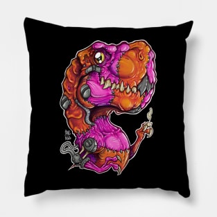 Frankenstein's T.Rex with a cup of coffee Pillow